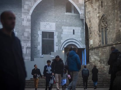 El Salón del Tinell, en trabajos de rehabilitación.