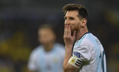 Messi, en el último partido de Argentina ante Brasil en la Copa América.