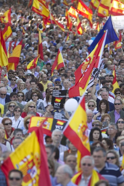 Asistentes a la manifestación de ayer en Madrid.