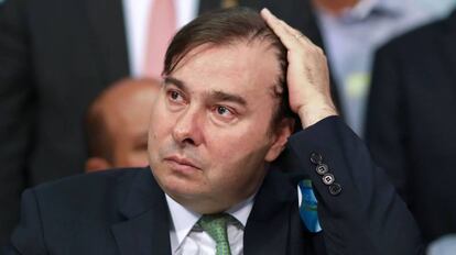 Rodrigo Maia, na convenção do DEM, em Brasília.