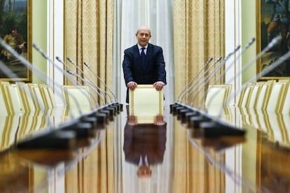 Education Minister Jos&eacute; Ignacio Wert stands in his meeting room at the ministry on Friday.