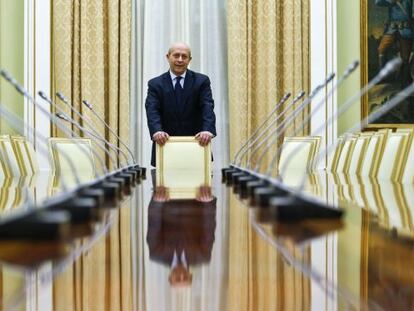 Education Minister Jos&eacute; Ignacio Wert stands in his meeting room at the ministry on Friday.