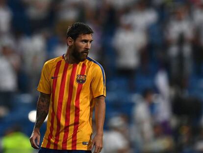 Messi, en la ida de la Supercopa en el Camp Nou. 