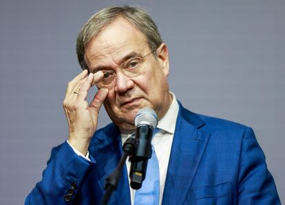 El líder de la CDU, Armin Laschet, durante una comparecencia ante la prensa, el 5 de octubre en Berlín.