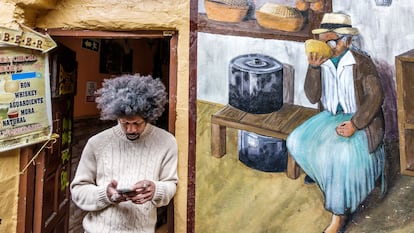 Un hombre utiliza su teléfono inteligente en La Candelaria, Bogotá, en enero de 2023.
