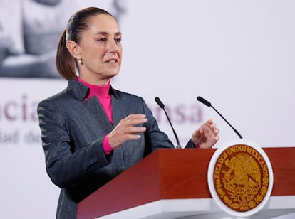 Claudia Sheinbaum durante la conferencia matutina en el Palacio Nacional, en Ciudad de Mxico.