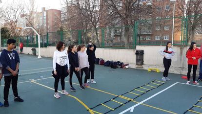 Isabel Díaz Ayuso, en la presentación de la tercera hora de Educación Física en la Comunidad de Madrid.