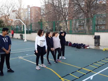 Isabel Díaz Ayuso, en la presentación de la tercera hora de Educación Física en la Comunidad de Madrid.