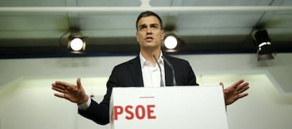 Pedro Sánchez a la seu nacional del PSOE aquest dimecres.