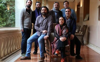 Desde la izquierda, de pie, Pablo Martín, Bandolero, Juan Carmona y Javier Colina. Sentados, Josemi Carmona, Eva Yerbabuena y Miguel Marín, ayer en la sede de la SGAE.