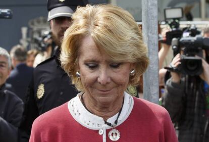 Esperanza Aguirre, este jueves tras declarar en la Audiencia Nacional por el caso G&uuml;rtel.