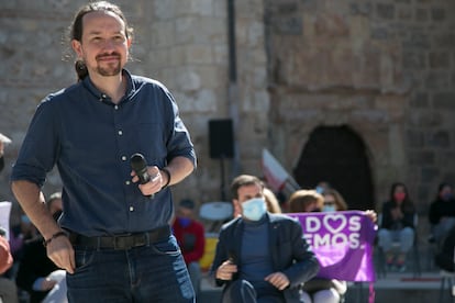 Pablo Iglesias, en el mitin celebrado este sábado en Alcalá de Henares.