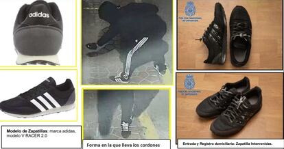 La comparación de las zapatillas incluida en el informe policial.