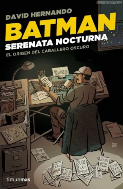 Portada do livro 'Batman: serenta noturna' de David Hernando, retrato do cocreador de Batman Bill Finger.