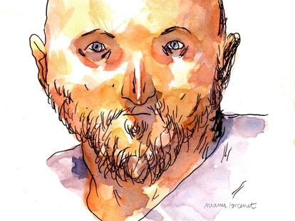 "Me gustaría envejecer con mis tebeos", cuenta Manu Larcenet, quien ha realizado este autorretrato para <i>Babelia.</i>