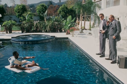 Eddie Murphy, Judge Reinhold and John Ashton in a scene from 'Beverly Hills Cop II.'