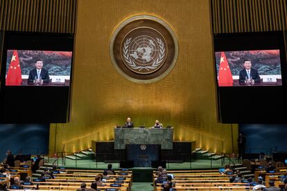 Intervención el martes a través de un vídeo del presidente chino, Xi Jinping, en la Asamblea General de la ONU.