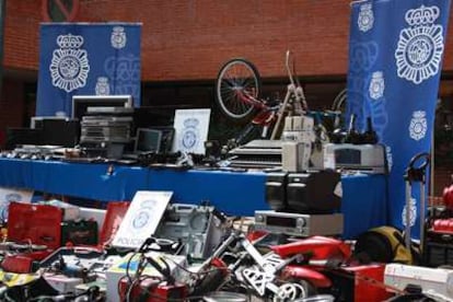 Artículos recuperados por la Policía Nacional.