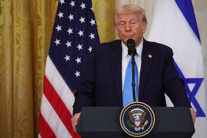 Donald Trump, este martes durante la rueda de prensa en la Casa Blanca.  