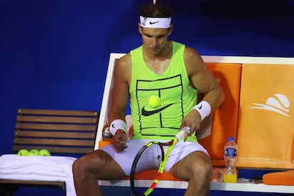 Nadal, durante un entrenamiento en Acapulco.