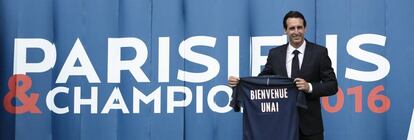Unai Emery durante su presentación como técnico del PSG