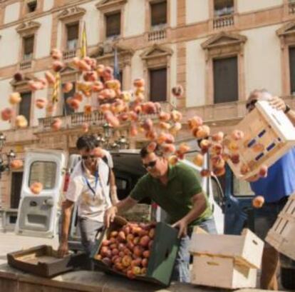 Protesta de agricultores en Lleida en una imagen de archivo.