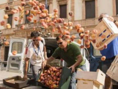 Protesta de agricultores en Lleida en una imagen de archivo.