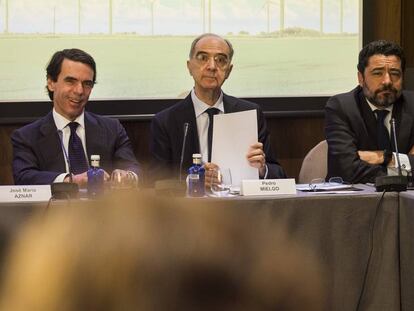 El ex presidente del Gobierno, José María Aznar en la presentación de Faes de las "Claves de éxito de la transicción energética", en Madrid.