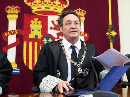 El fiscal general del Estado, Álvaro García Ortiz, interviene durante el acto toma posesión de Jesús Dacio Arteaga como fiscal superior de la Fiscalía de Cantabria, el pasado 29 de octubre.