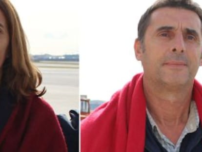 Itziar Alberdi y Juan Jesús Narváez Goñi, a su llegada a España.