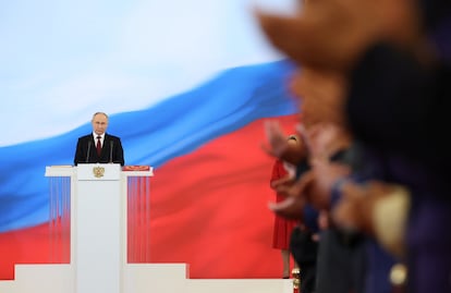 El presidente ruso, Vladímir Putin, durante la toma de posesión en el Gran Palacio del Kremlin, este martes 7 de mayo.
