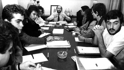 Varios representantes estudiantiles reunidos con Rubalcaba, entonces Secretario de Estado de Educación, el 11 de diciembre 1986.