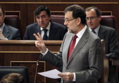 El presidente del Gobierno, Mariano Rajoy , durante su intervención en la sesión de control al Gobierno. EFE/Archivo