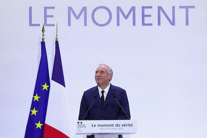 El primer ministro de Francia, François Bayrou, durante la presentación del plan de recortes el pasado martes
