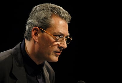 Paul Auster at a presentation at The Great Hall inside Cooper Union, in New York City.