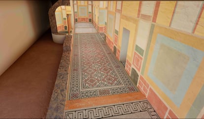 Recreación digital de uno de los pasillos de la villa romana de Antequera.