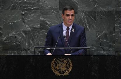 El presidente del Gobierno, Pedro Sánchez, en su discurso ante la ONU.