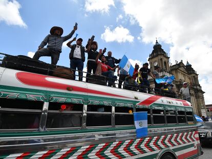 Indigenous authorities arrive in Guatemala City on Tuesday to support the protests demanding the resignation of the country's attorney general.