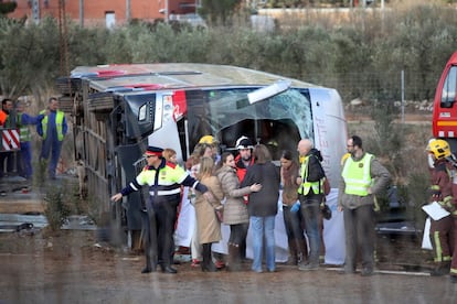 L'autobús accidentat diumenge passat a Freginals.