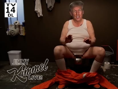 Montaje humorístico del expresidente Donald Trump transmitido en el programa 'Jimmy Kimmel Live'.