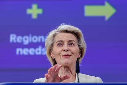 La presidenta de la Comisión Europea, Ursula von Leyen, este miércoles en Bruselas.
