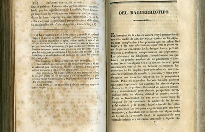 Tratado de física que recoge la invención de la técnica del daguerrotipo, del físico belga Despretz.