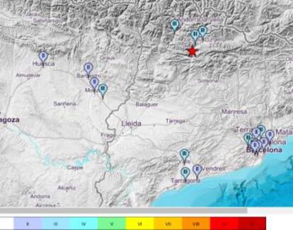 Localidades en las que se ha registrado el terremoto.