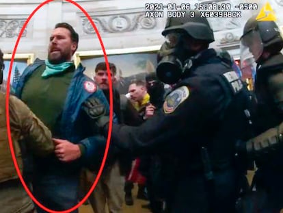 This image from police body-worn video shows Klete Keller in the Rotunda of the U.S. Capitol on Jan. 6, 2021, in Washington.