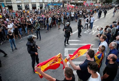 Un momento de la manifestación de hoy en Valencia. 