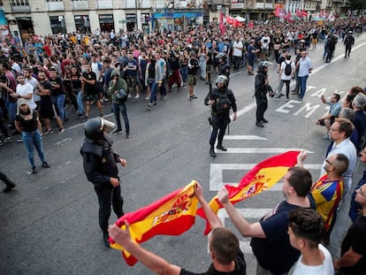 Un momento de la manifestación de hoy en Valencia. 