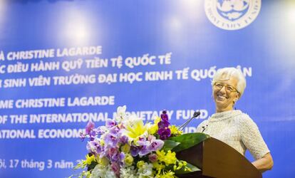 La directora gerente del FMI, Christine Lagarde, este jueves en Vietnam.