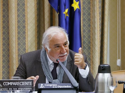 El director de la Dirección General de Tráfico, Pere Navarro, durante su comparecencia este jueves ante la Comisión de Seguridad Vial del Congreso.