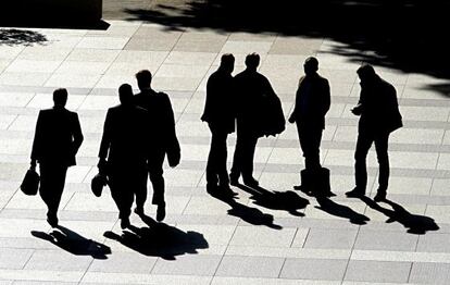 Trabajadores en el distrito financiero de Madrid