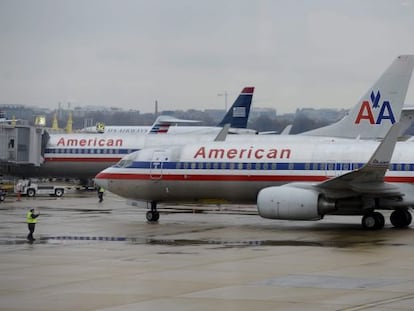 American Airlines planes seen on the tarmac at a US airport.